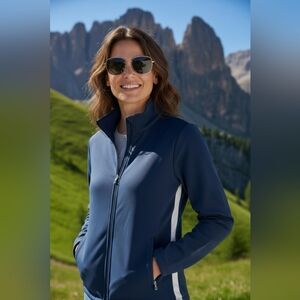 Lands' End Navy Track Jacket Sz 8-10 M Zip-Up Activewear Workout Performance